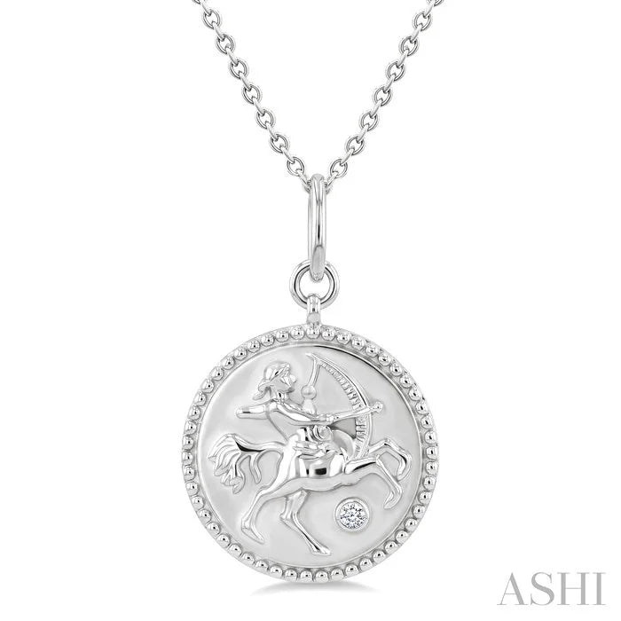 Silver Sagittarius Zodiac Medallion Pendant