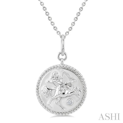 Silver Sagittarius Zodiac Medallion Pendant