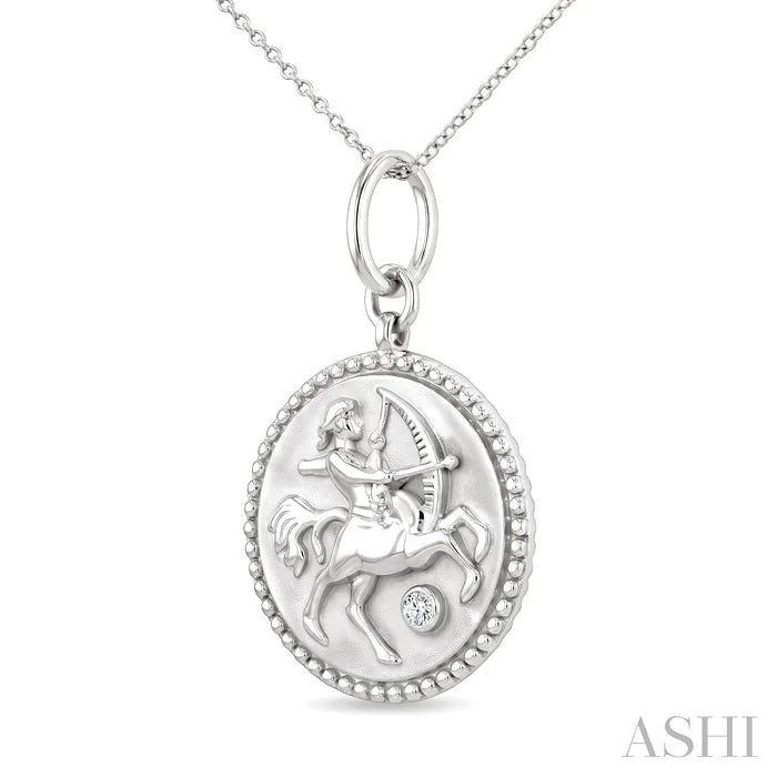 Silver Sagittarius Zodiac Medallion Pendant