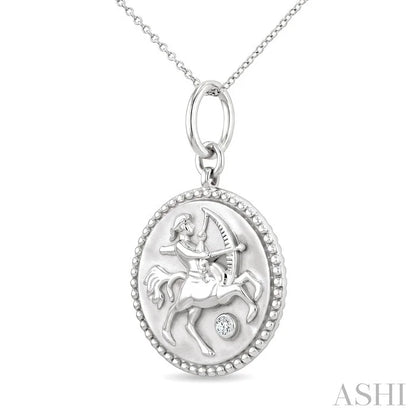 Silver Sagittarius Zodiac Medallion Pendant