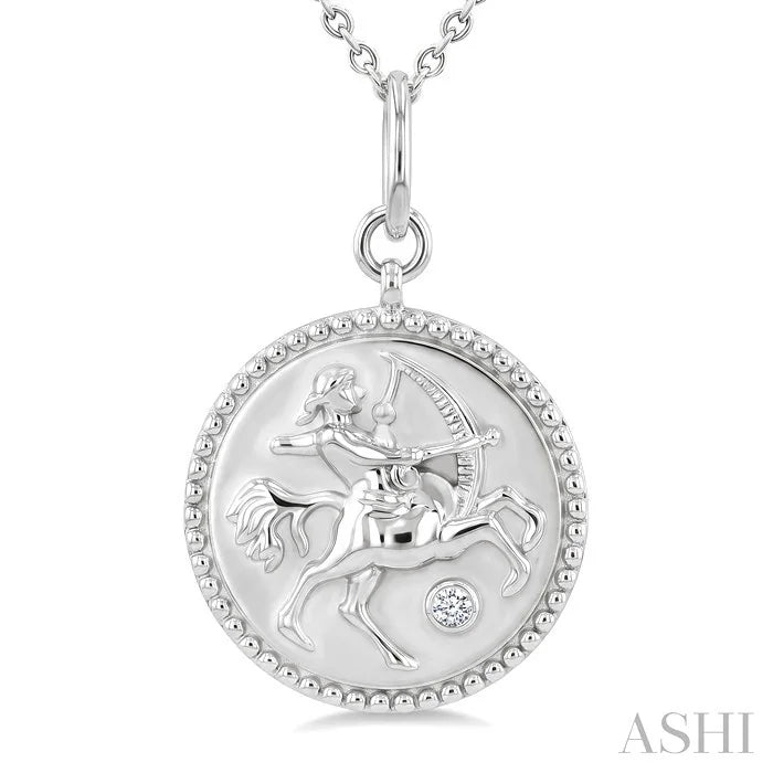 Silver Sagittarius Zodiac Medallion Pendant