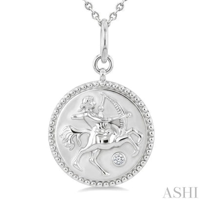 Silver Sagittarius Zodiac Medallion Pendant