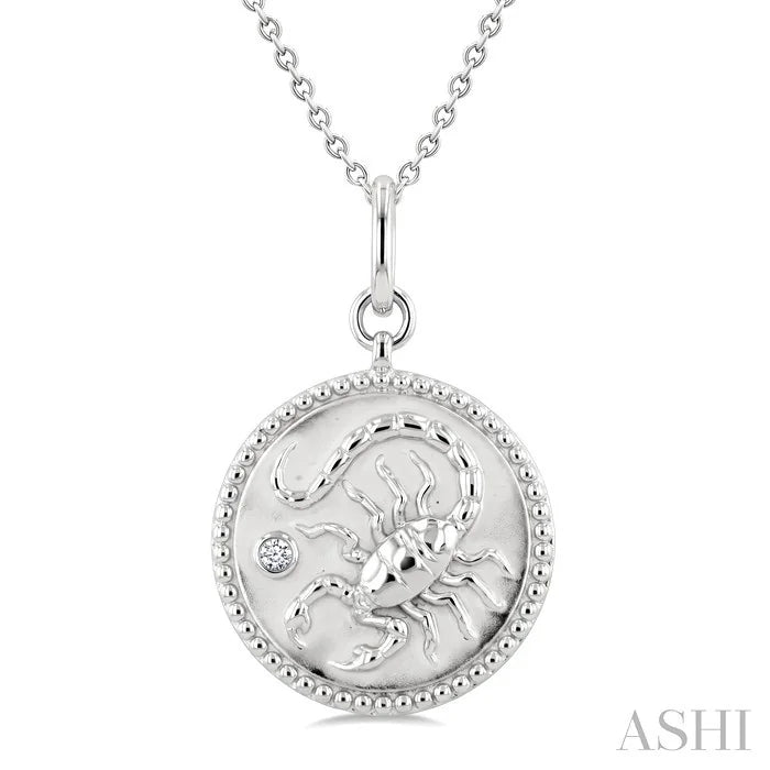 Silver Scorpio Zodiac Medallion Pendant