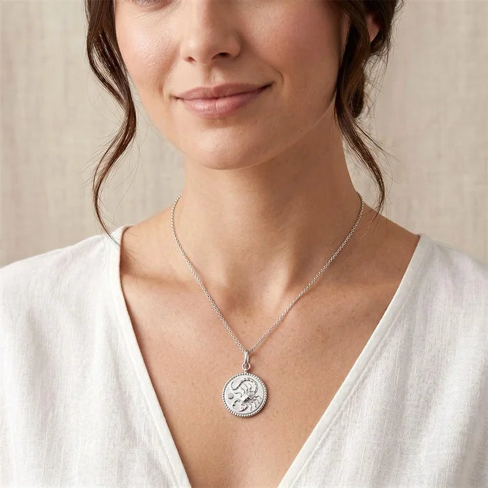 Silver Scorpio Zodiac Medallion Pendant