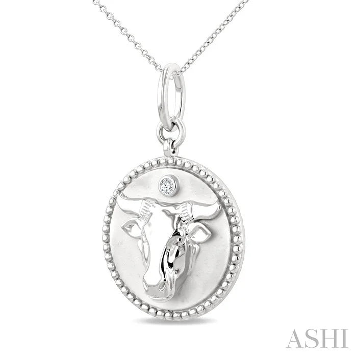 Silver Taurus Zodiac Medallion Pendant