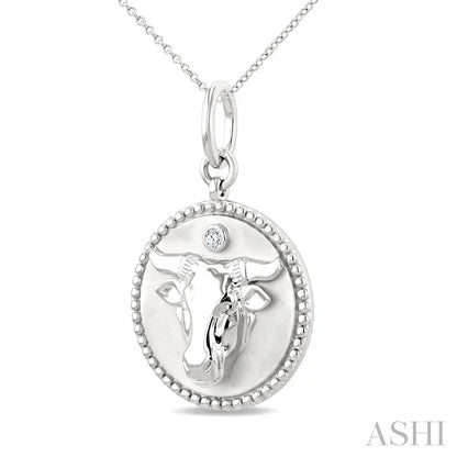 Silver Taurus Zodiac Medallion Pendant