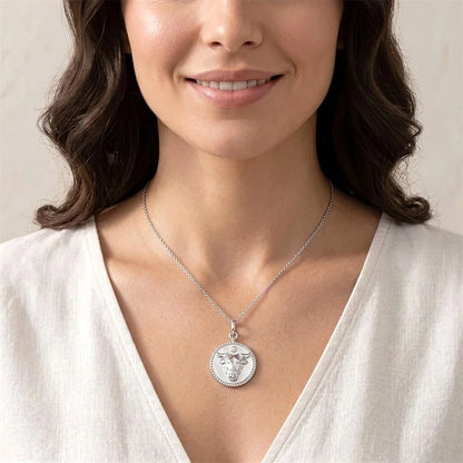 Silver Taurus Zodiac Medallion Pendant