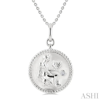 Silver Virgo Zodiac Medallion Pendant