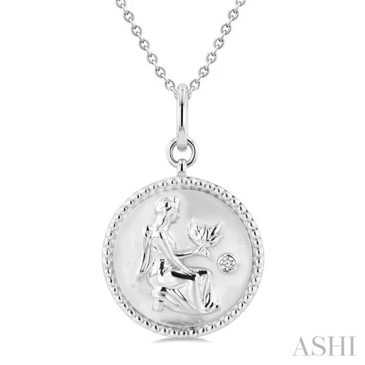 Silver Virgo Zodiac Medallion Pendant
