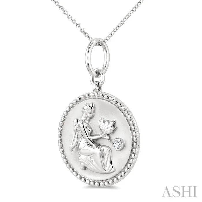 Silver Virgo Zodiac Medallion Pendant