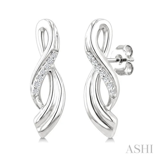 Silver Twisted Diamond Fashion Earrings