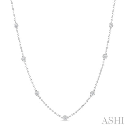 Silver Diamond Station Necklace