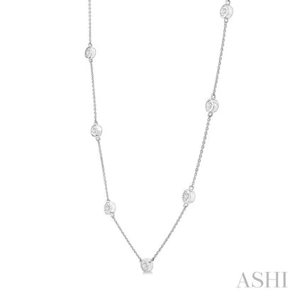 Silver Diamond Station Necklace