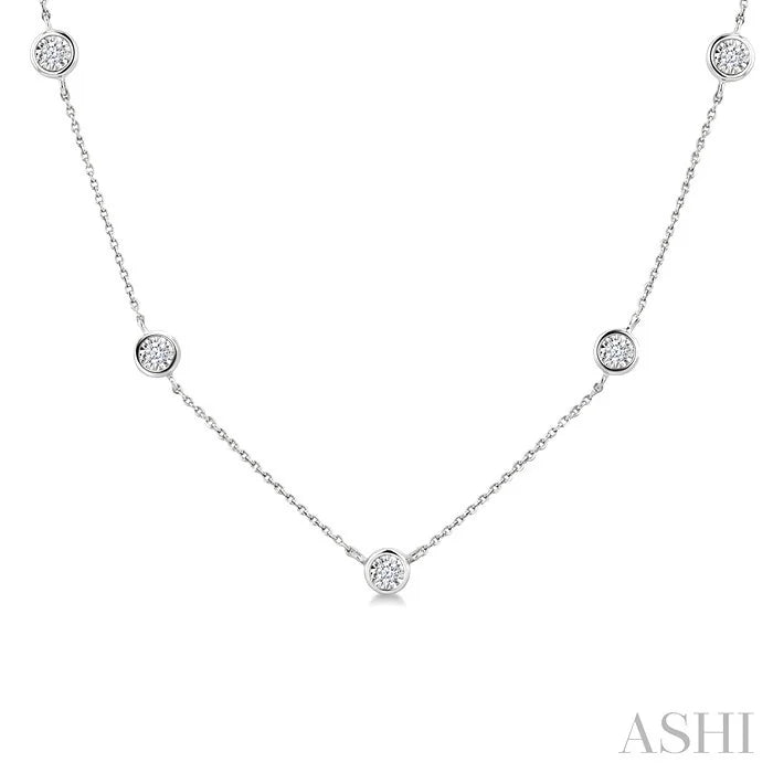Silver Diamond Station Necklace
