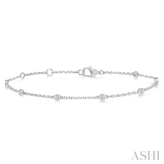 Silver Diamond Station Chain Bracelet