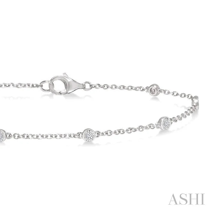 Silver Diamond Station Chain Bracelet