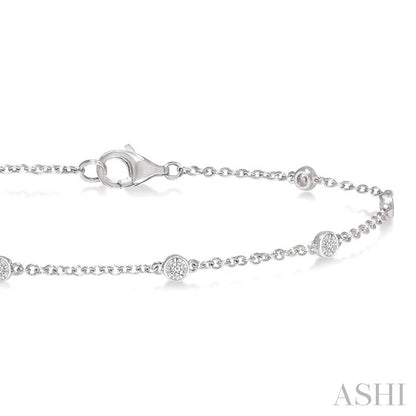 Silver Diamond Station Chain Bracelet