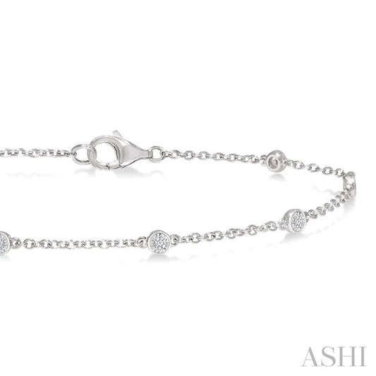 Silver Diamond Station Chain Bracelet