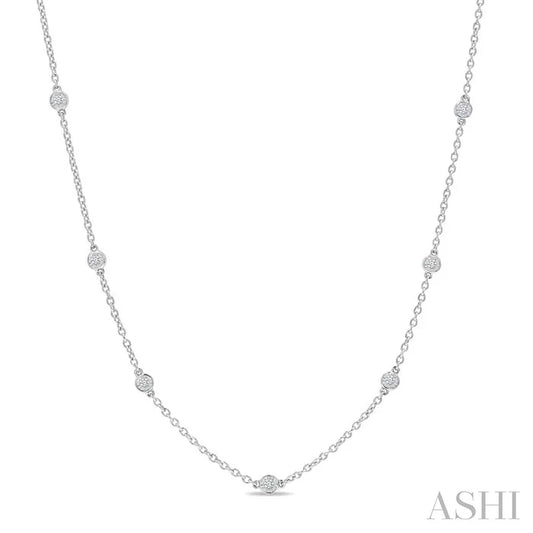 Silver Diamond Station Necklace