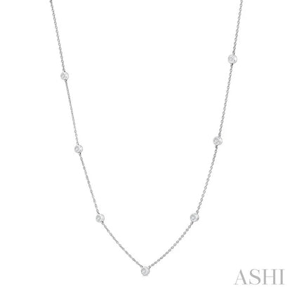 Silver Diamond Station Necklace