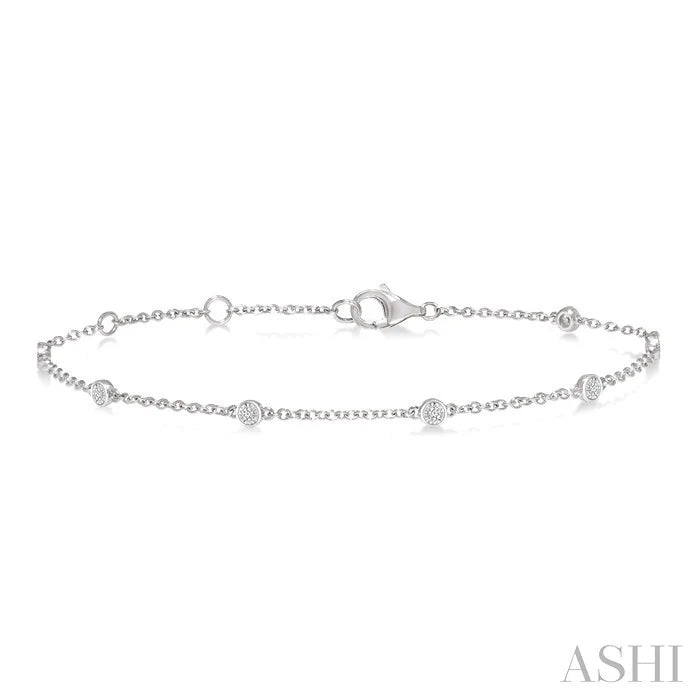 Silver Diamond Station Chain Bracelet
