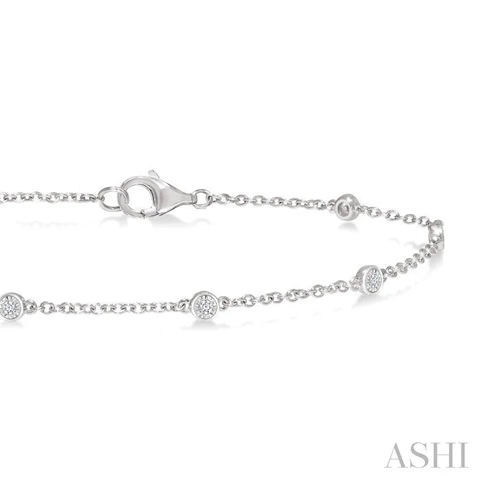 Silver Diamond Station Chain Bracelet