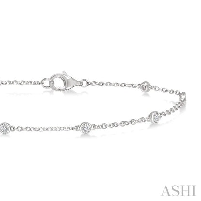 Silver Diamond Station Chain Bracelet