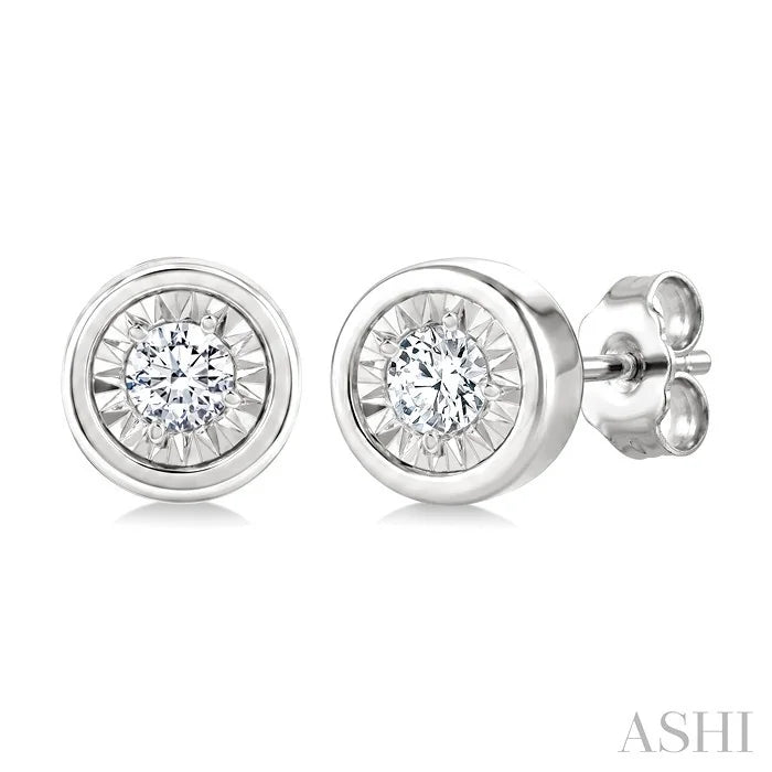 Silver Diamond Stud Earrings