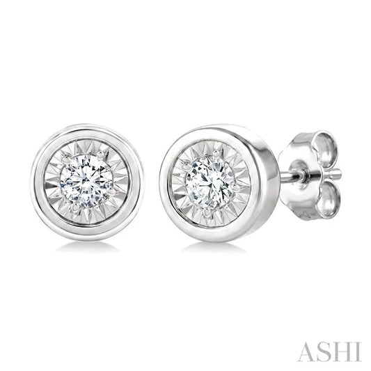 Silver Diamond Stud Earrings