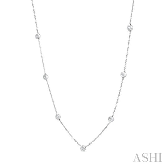 Silver Diamond Station Necklace