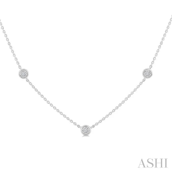 Silver Diamond Station Necklace