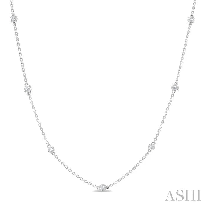 Silver Diamond Station Necklace