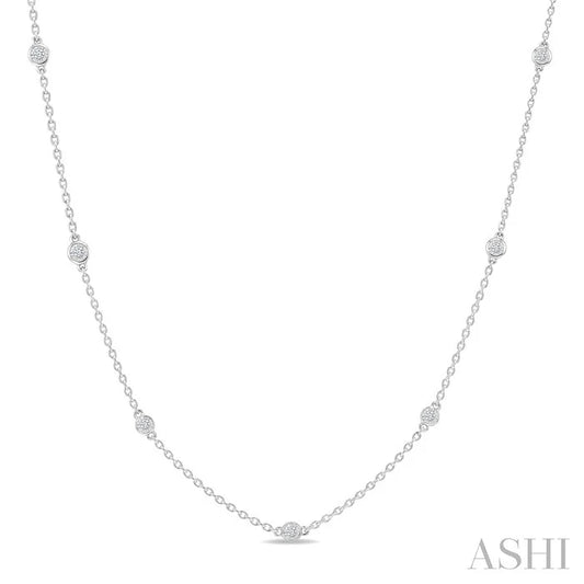 Silver Diamond Station Necklace