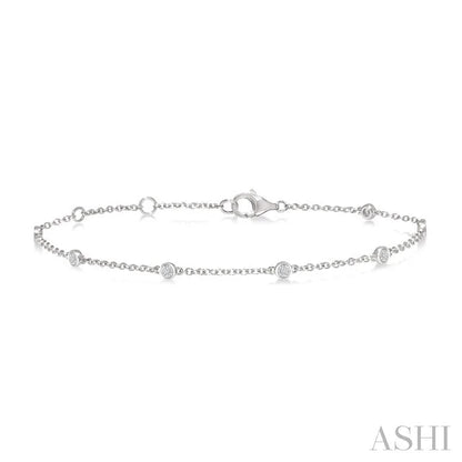 Silver Diamond Station Chain Bracelet