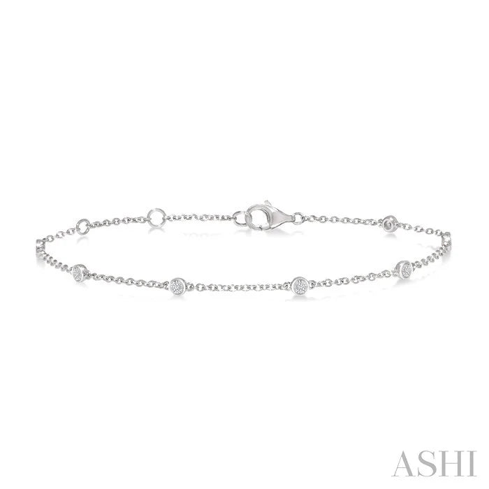 Silver Diamond Station Chain Bracelet