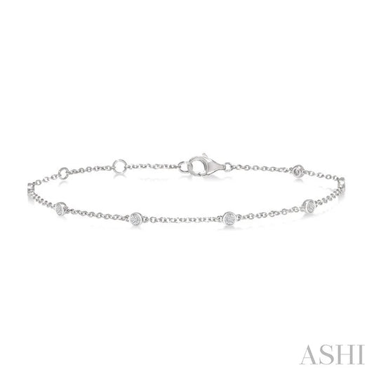 Silver Diamond Station Chain Bracelet