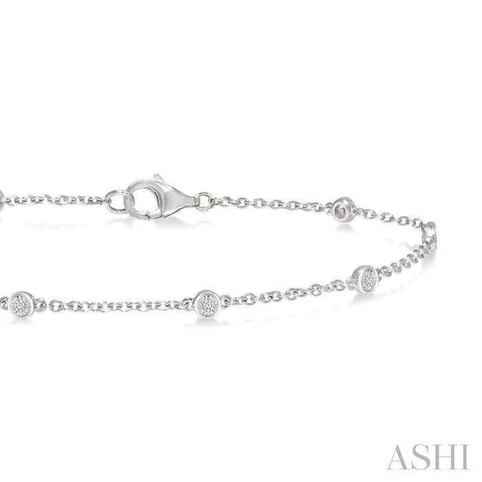 Silver Diamond Station Chain Bracelet