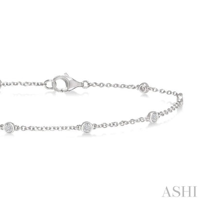 Silver Diamond Station Chain Bracelet