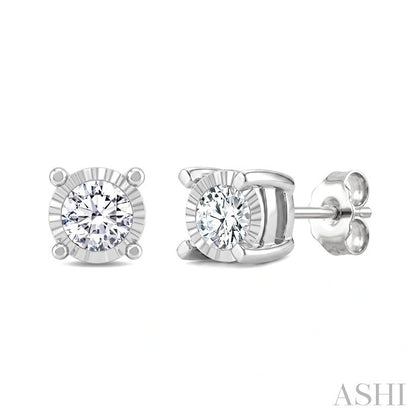 Silver Miracle Plate Diamond Fashion Stud Earrings