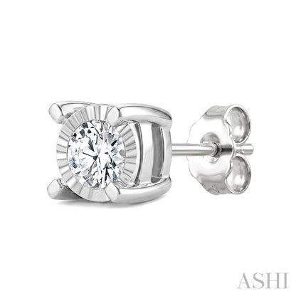 Silver Miracle Plate Diamond Fashion Stud Earrings