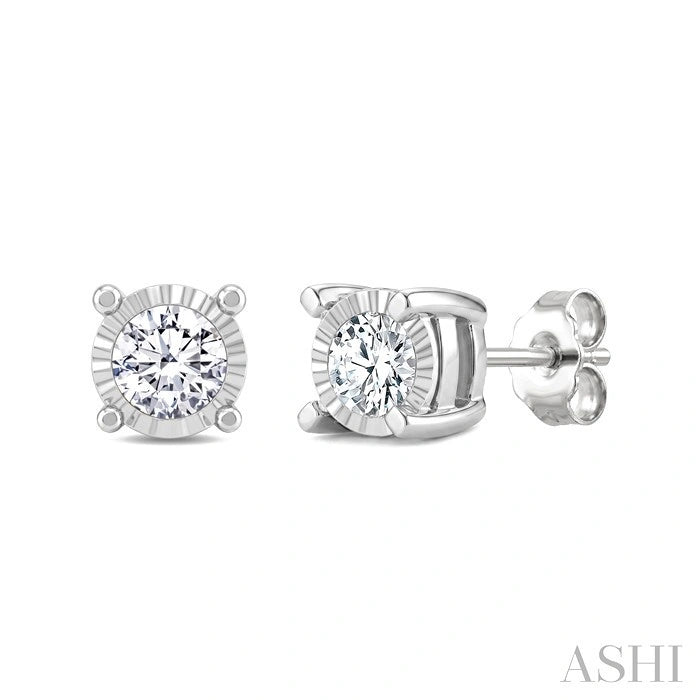 Silver Miracle Plate Diamond Fashion Stud Earrings