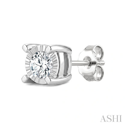 Silver Miracle Plate Diamond Fashion Stud Earrings