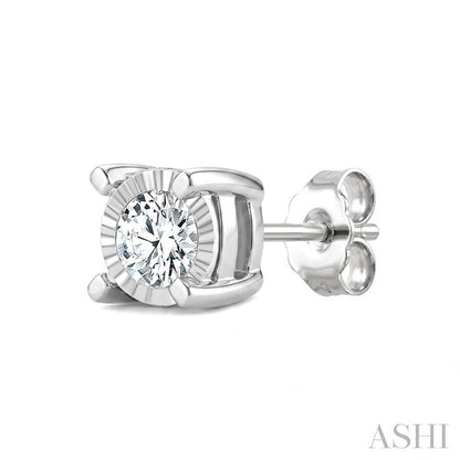 Silver Miracle Plate Diamond Fashion Stud Earrings