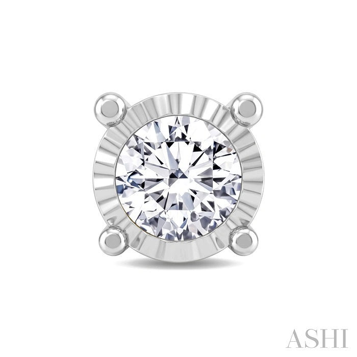 Silver Miracle Plate Diamond Fashion Stud Earrings