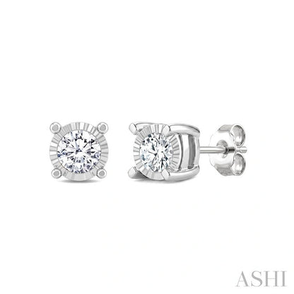 Silver Miracle Plate Diamond Fashion Stud Earrings