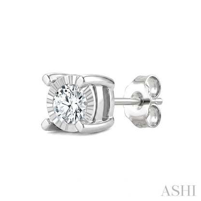 Silver Miracle Plate Diamond Fashion Stud Earrings