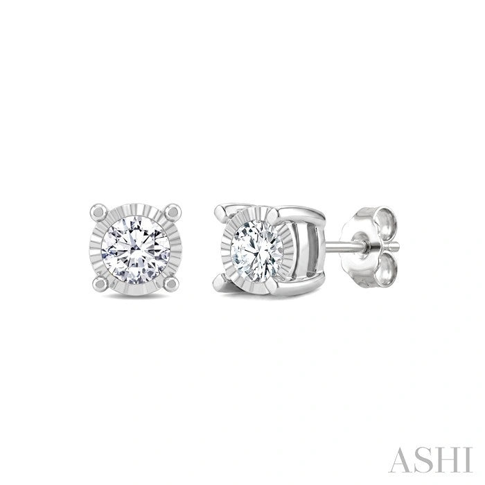 Silver Miracle Plate Diamond Fashion Stud Earrings