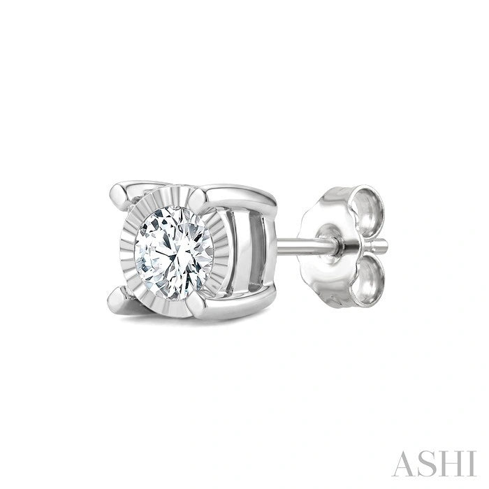 Silver Miracle Plate Diamond Fashion Stud Earrings