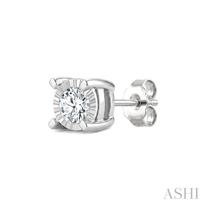 Silver Miracle Plate Diamond Fashion Stud Earrings