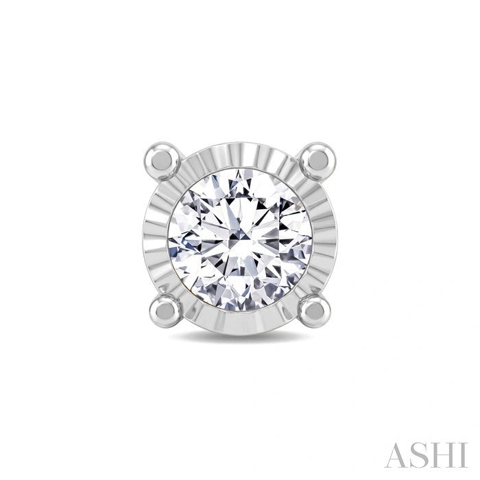 Silver Miracle Plate Diamond Fashion Stud Earrings